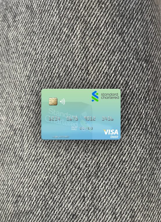 Download Zimbabwe Standard Chartered visa debit card photolook front Photoshop template